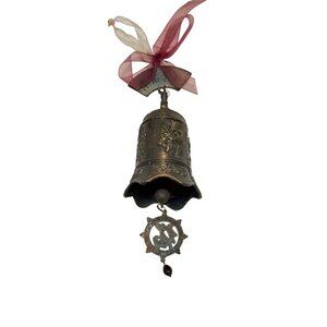 Vintage Asian Antique Brass Hand Forged Chinese Buddha Temple Bell & Inscription